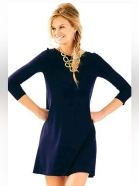 Lilly Pulitzer Navy Blue Ophelia Shift Dress With Ladder Back Women’s Size S